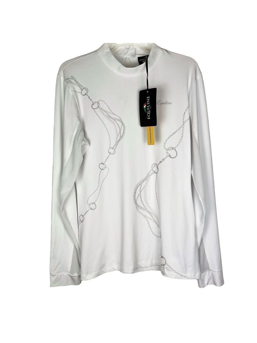 Equiline Nadia Equestrian Dressage White Long Sleeve Horse Show Shirt XXL